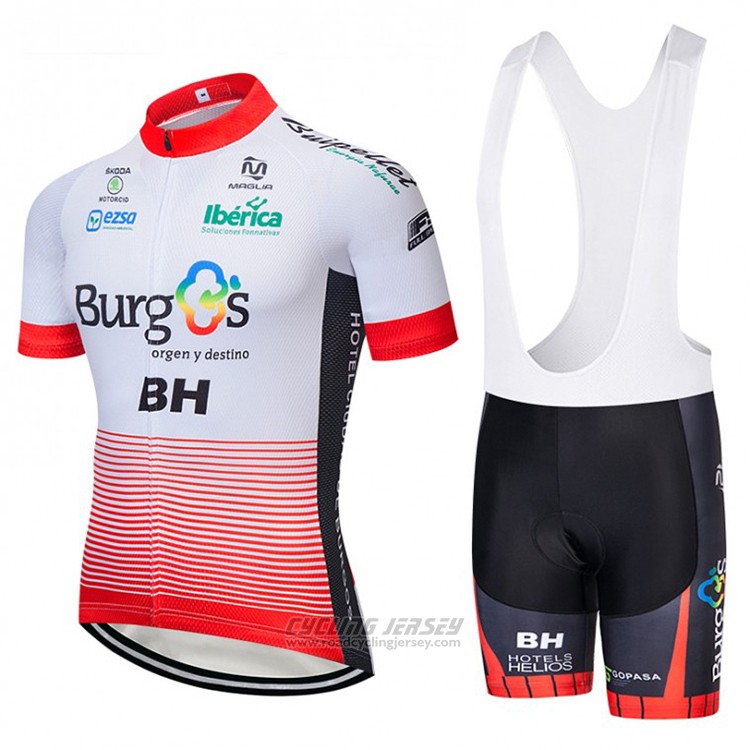 2018 Cycling Jersey Burgos BH White and Red Short Sleeve and Bib Short